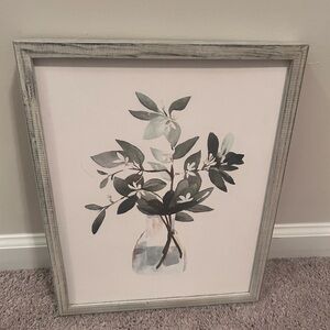 Hobby Lobby Framed Art with Green and Cream Leaves